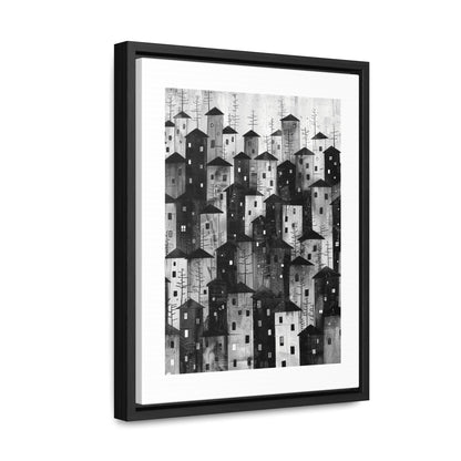 City of Inner Heights - Framed Canvas b&w Wall Art