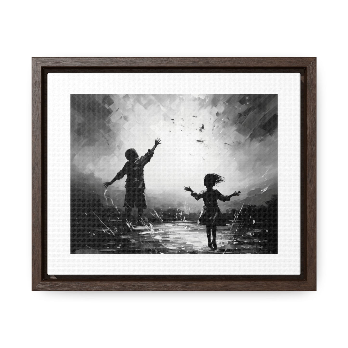 Playing with Light - Framed Canvas b&w Wall Art