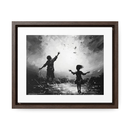 Playing with Light - Framed Canvas b&w Wall Art
