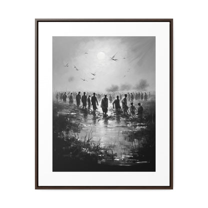 Exodus - Framed Canvas b&w Wall Art
