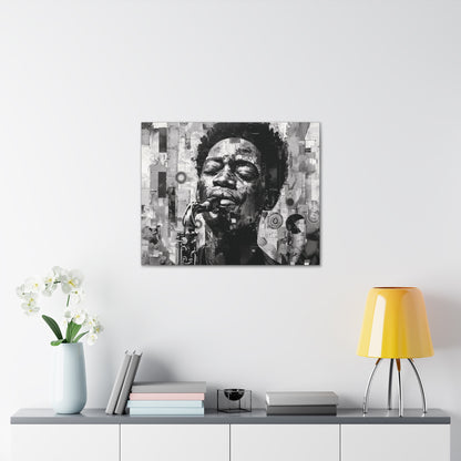 Soul of the Sax - Canvas b&w Wall Art