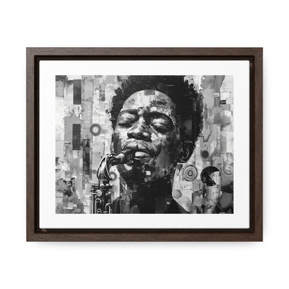 Soul of the Sax - Framed Canvas b&w Wall Art
