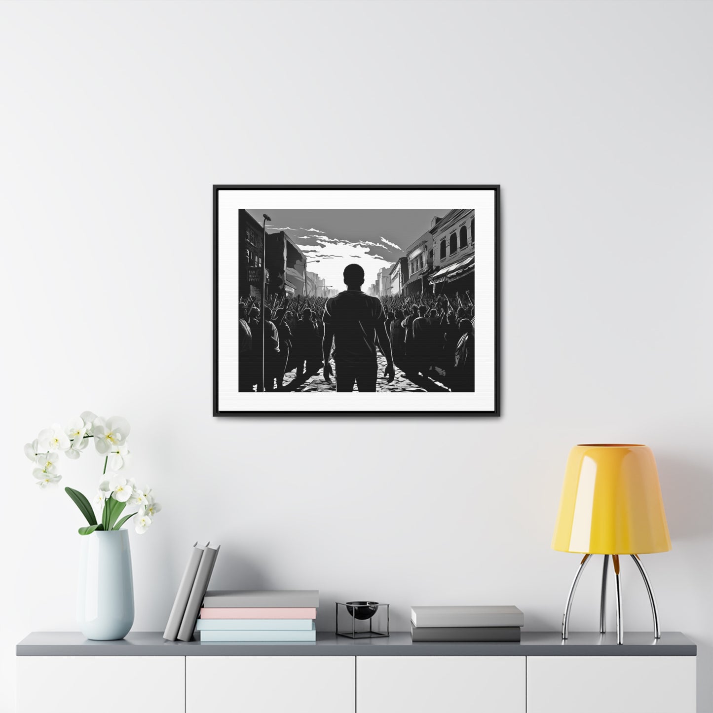 ሳይደፈርስ አይጠራም - Framed Canvas b&w Wall Art