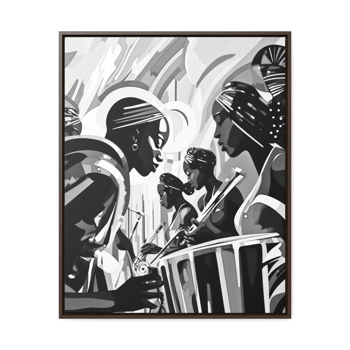 Street Pulse - Framed Canvas b&w Wall Art