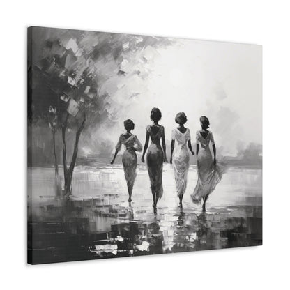 Sunlit Stroll - Canvas b&w Wall Art