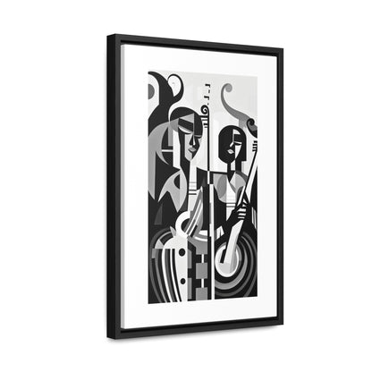The Melodic Duo - Framed Canvas b&w Wall Art