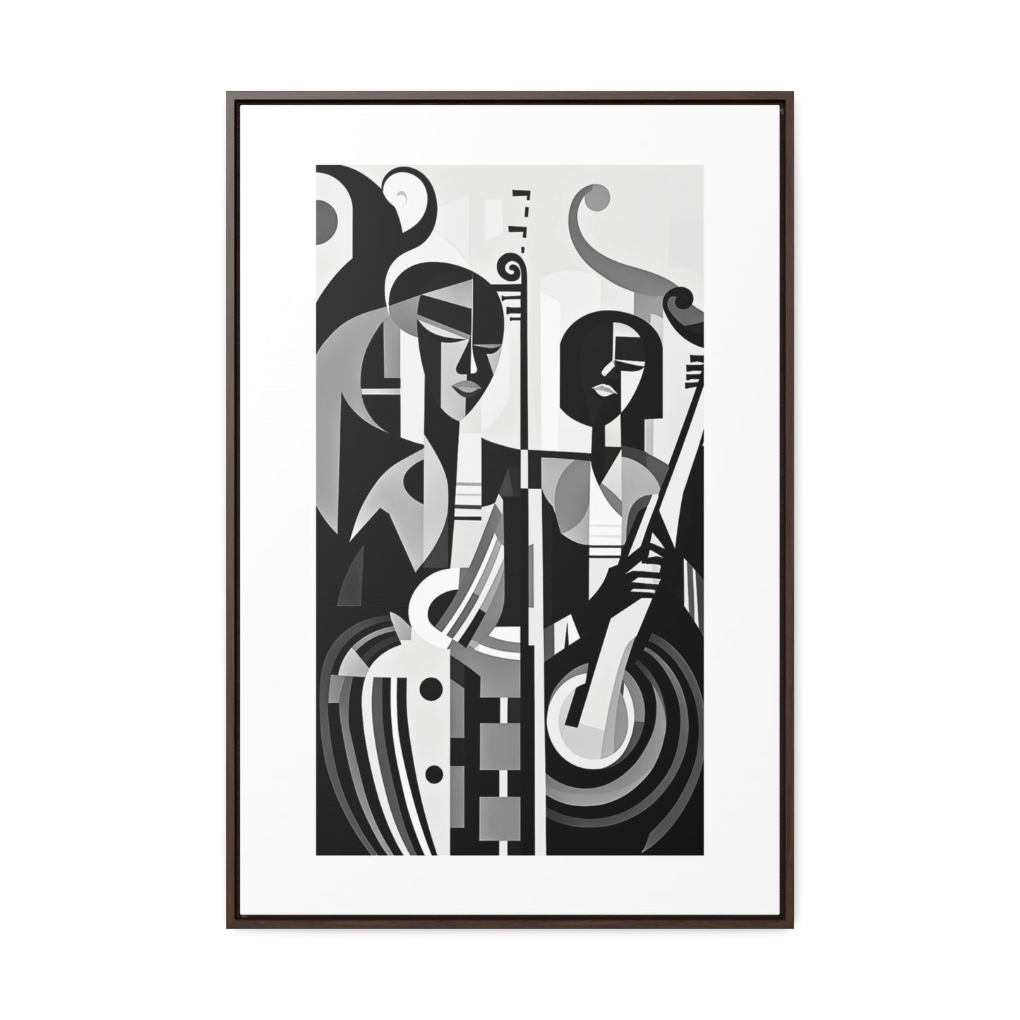The Melodic Duo - Framed Canvas b&w Wall Art