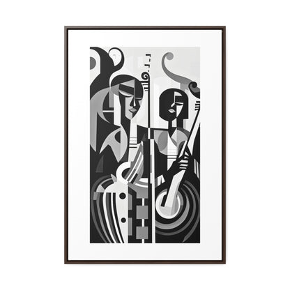 The Melodic Duo - Framed Canvas b&w Wall Art