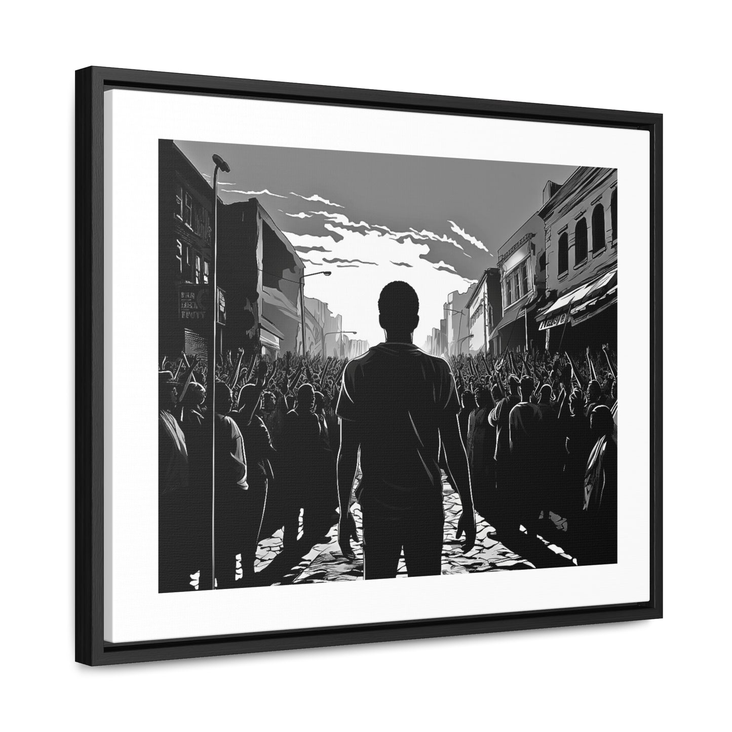 ሳይደፈርስ አይጠራም - Framed Canvas b&w Wall Art