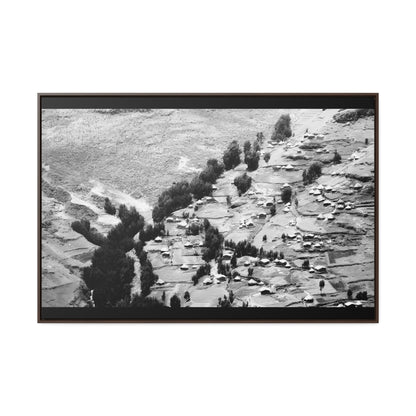 The Simien Mountain Village - Framed Canvas b&w Photography
