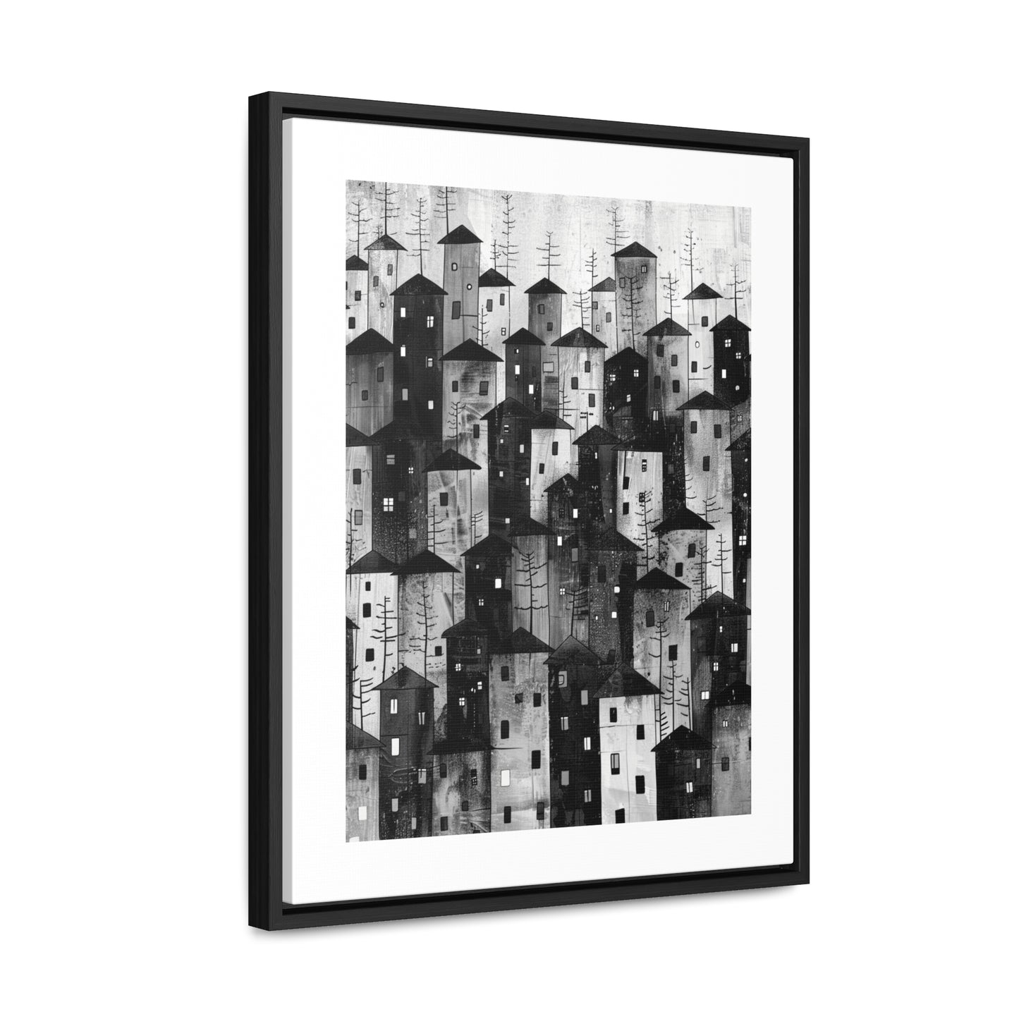 City of Inner Heights - Framed Canvas b&w Wall Art