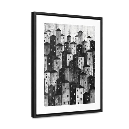 City of Inner Heights - Framed Canvas b&w Wall Art