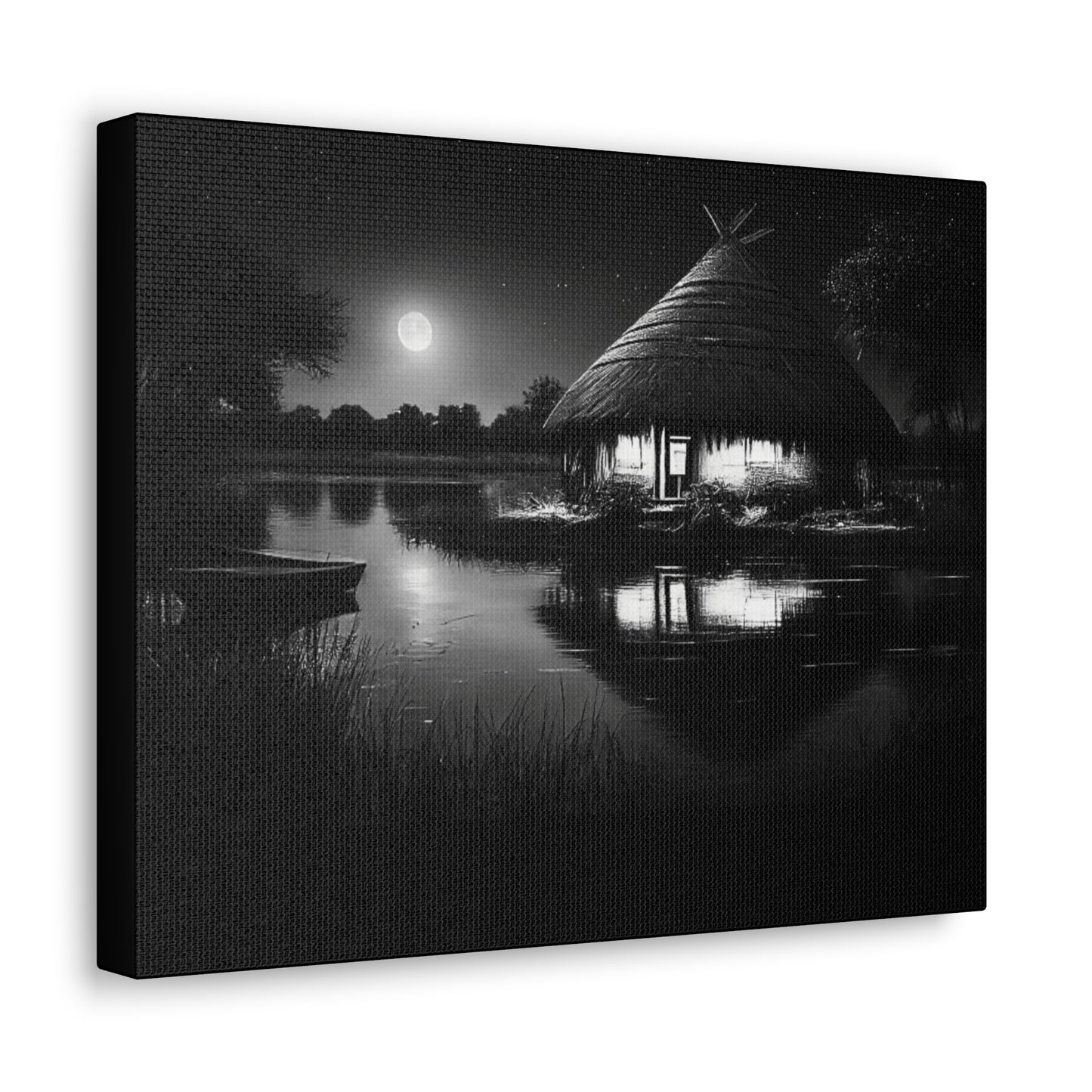 Moonlit Serenity - Canvas b&w Wall Art