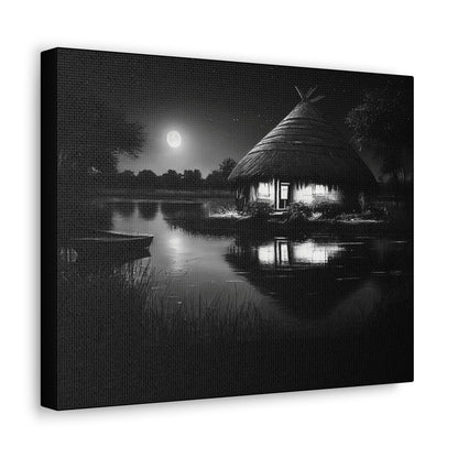 Moonlit Serenity - Canvas b&w Wall Art