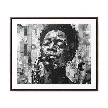 Soul of the Sax - Framed Canvas b&w Wall Art