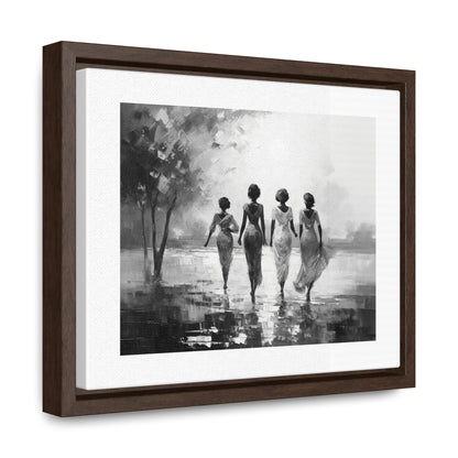 Sunlit Stroll - Framed Canvas b&w Wall Art