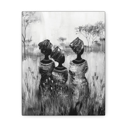 Sisters of the Savannah - Canvas b&w Wall Art