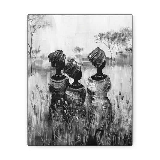 Sisters of the Savannah - Canvas b&w Wall Art