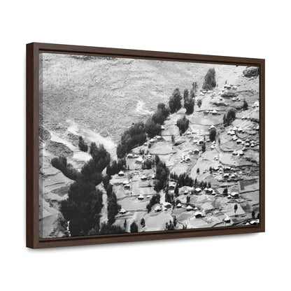 The Simien Mountain Village - Framed Canvas b&w Photography