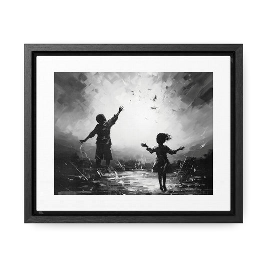 Playing with Light - Framed Canvas b&w Wall Art