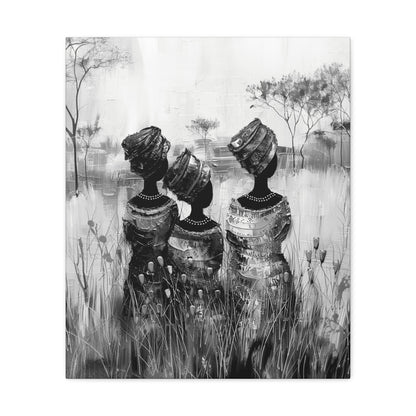 Sisters of the Savannah - Canvas b&w Wall Art