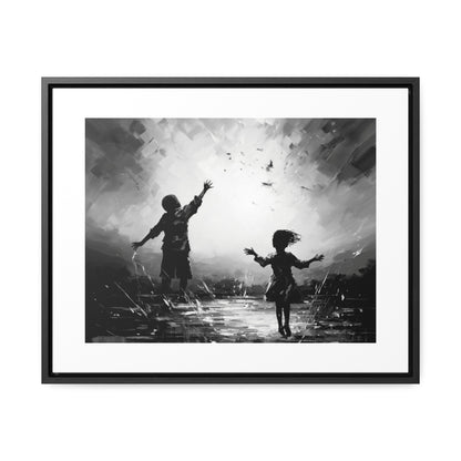 Playing with Light - Framed Canvas b&w Wall Art