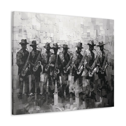 Sax Clan Harmony - Canvas b&w Wall Art
