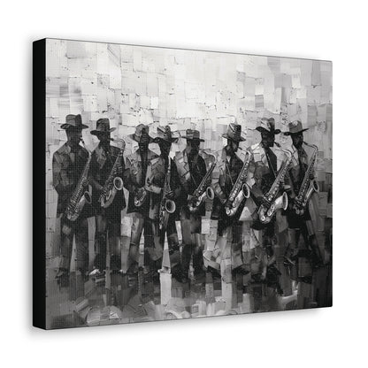 Sax Clan Harmony - Canvas b&w Wall Art