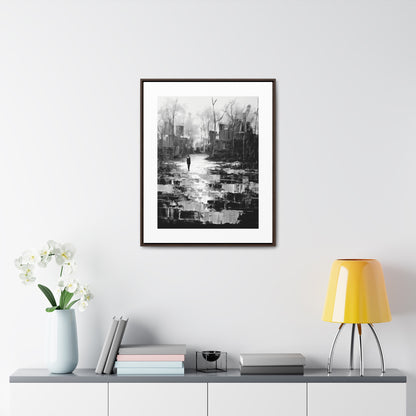 Solitude's Wisdom - Framed Canvas b&w Wall Art