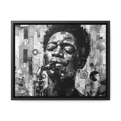 Soul of the Sax - Framed Canvas b&w Wall Art