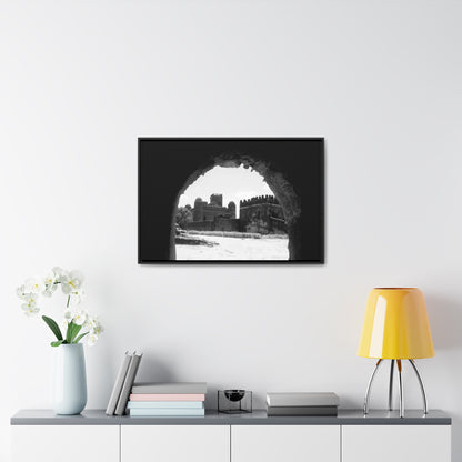 Through the Lion's Jaws - Framed Canvas Photography b&w
