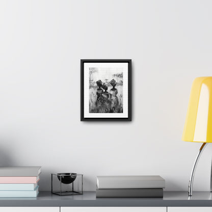 Sisters of the Savannah - Framed Canvas b&w Wall Art