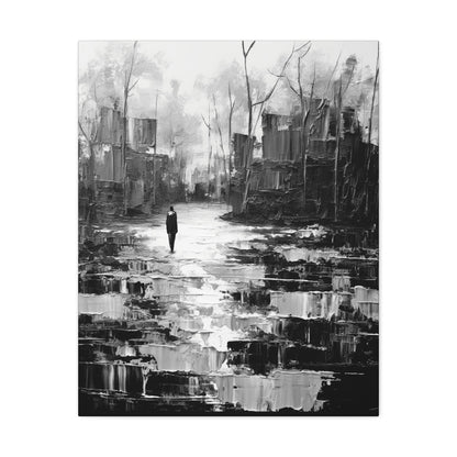 Solitude's Wisdom - Canvas b&w Wall Art