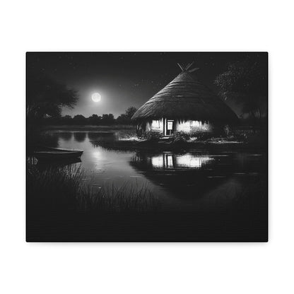 Moonlit Serenity - Canvas b&w Wall Art