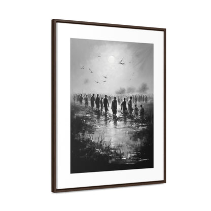 Exodus - Framed Canvas b&w Wall Art