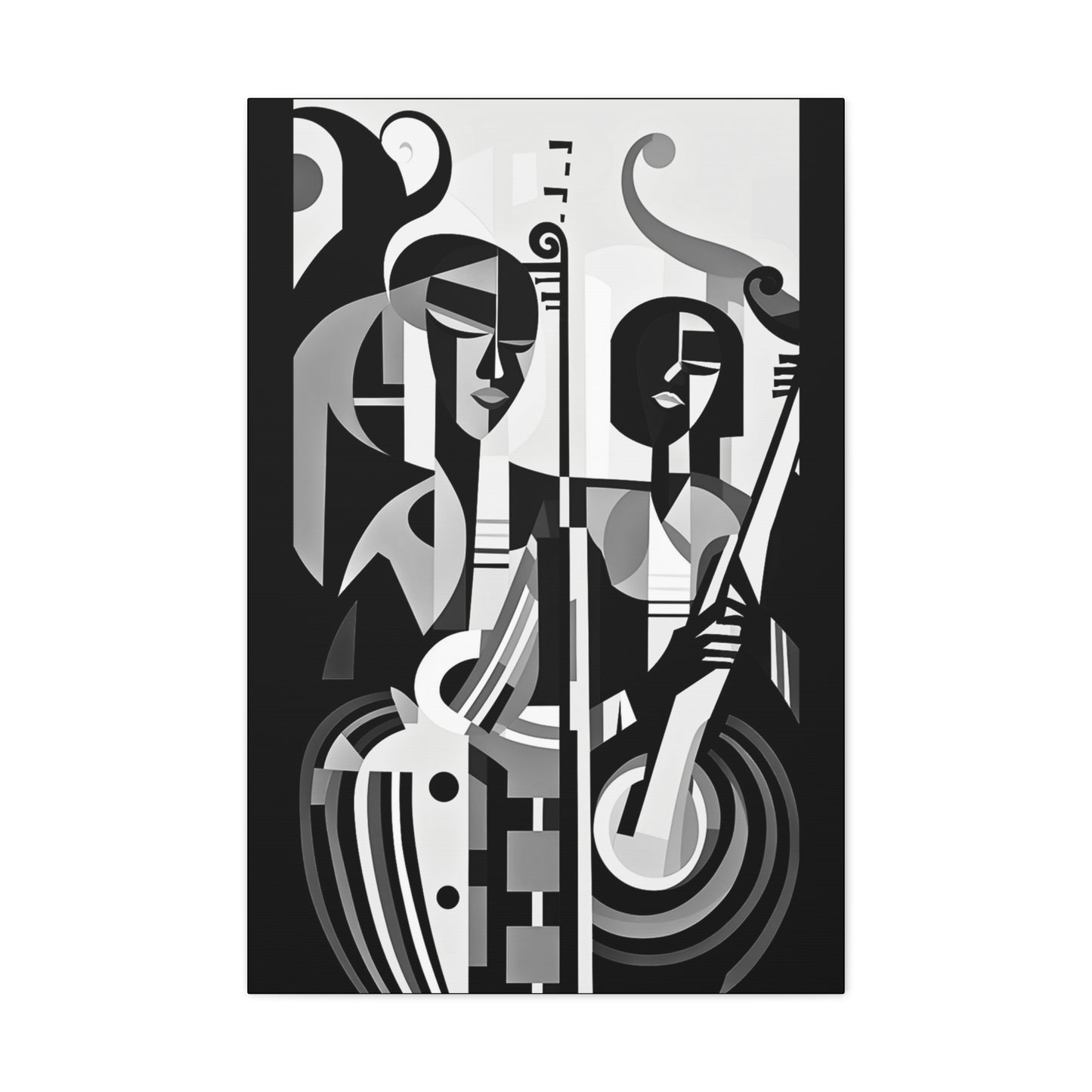 The Melodic Duo - Canvas b&w Wall Art
