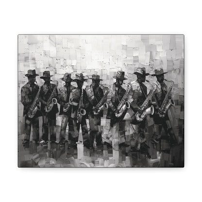 Sax Clan Harmony - Canvas b&w Wall Art