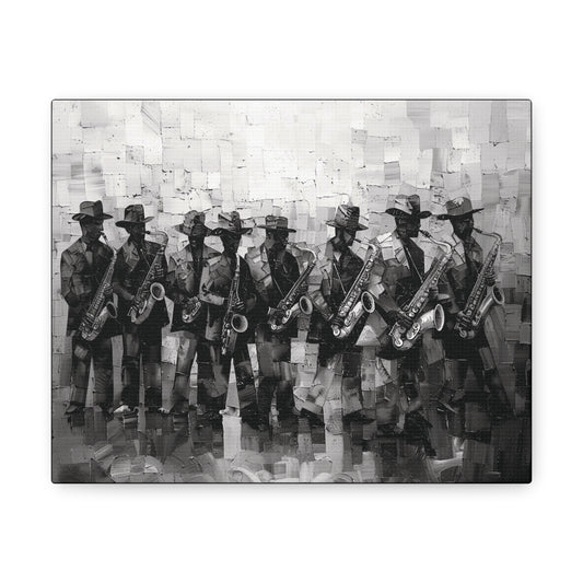 Sax Clan Harmony - Canvas b&w Wall Art