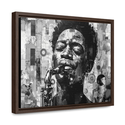 Soul of the Sax - Framed Canvas b&w Wall Art
