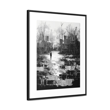 Solitude's Wisdom - Framed Canvas b&w Wall Art