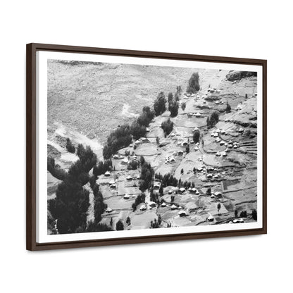The Simien Mountain Village - Framed Canvas b&w Photography