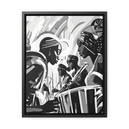 Street Pulse - Framed Canvas b&w Wall Art