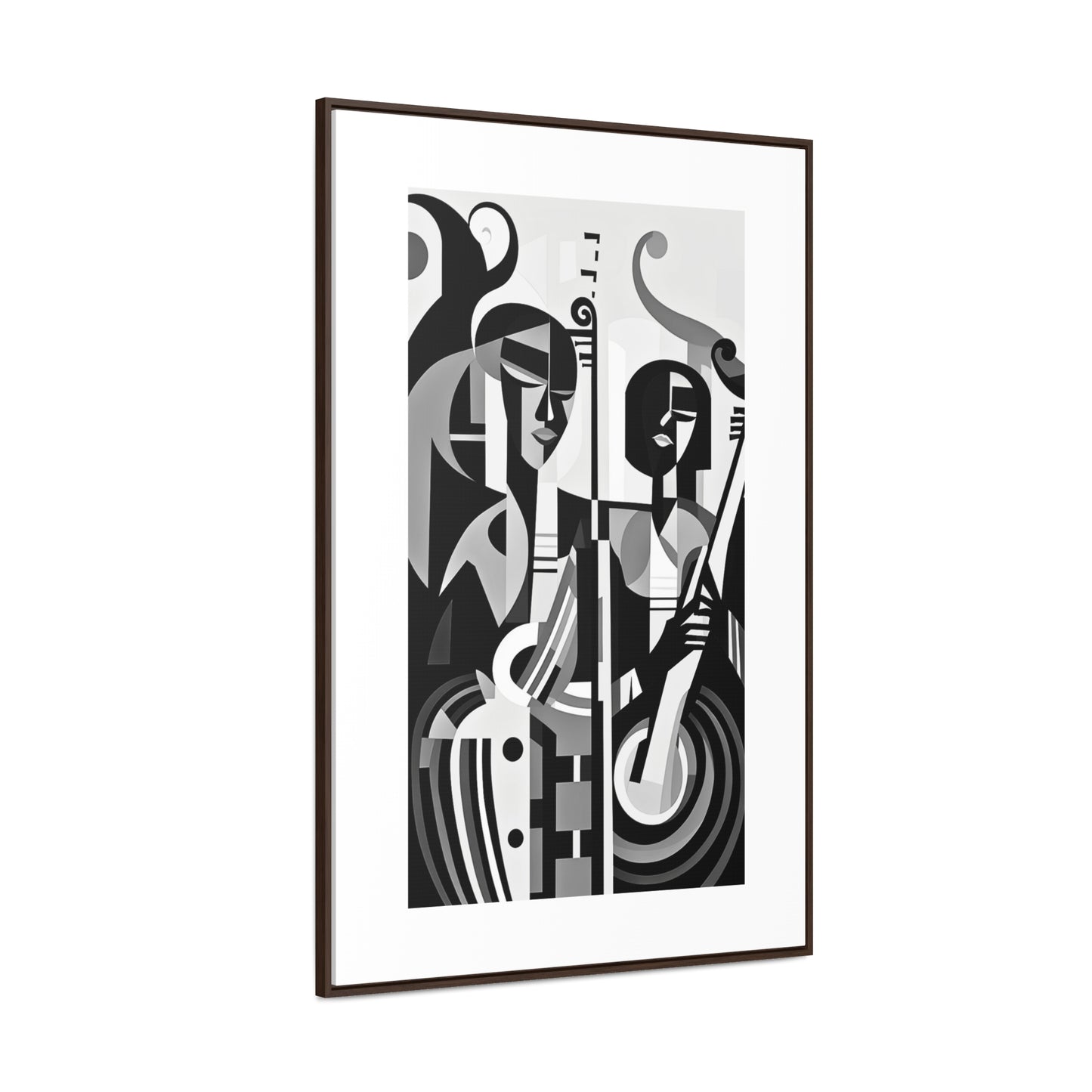 The Melodic Duo - Framed Canvas b&w Wall Art