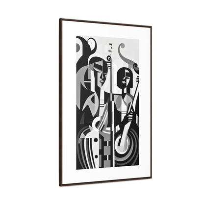 The Melodic Duo - Framed Canvas b&w Wall Art