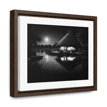 Moonlit Serenity - Framed Canvas b&w Wall Art