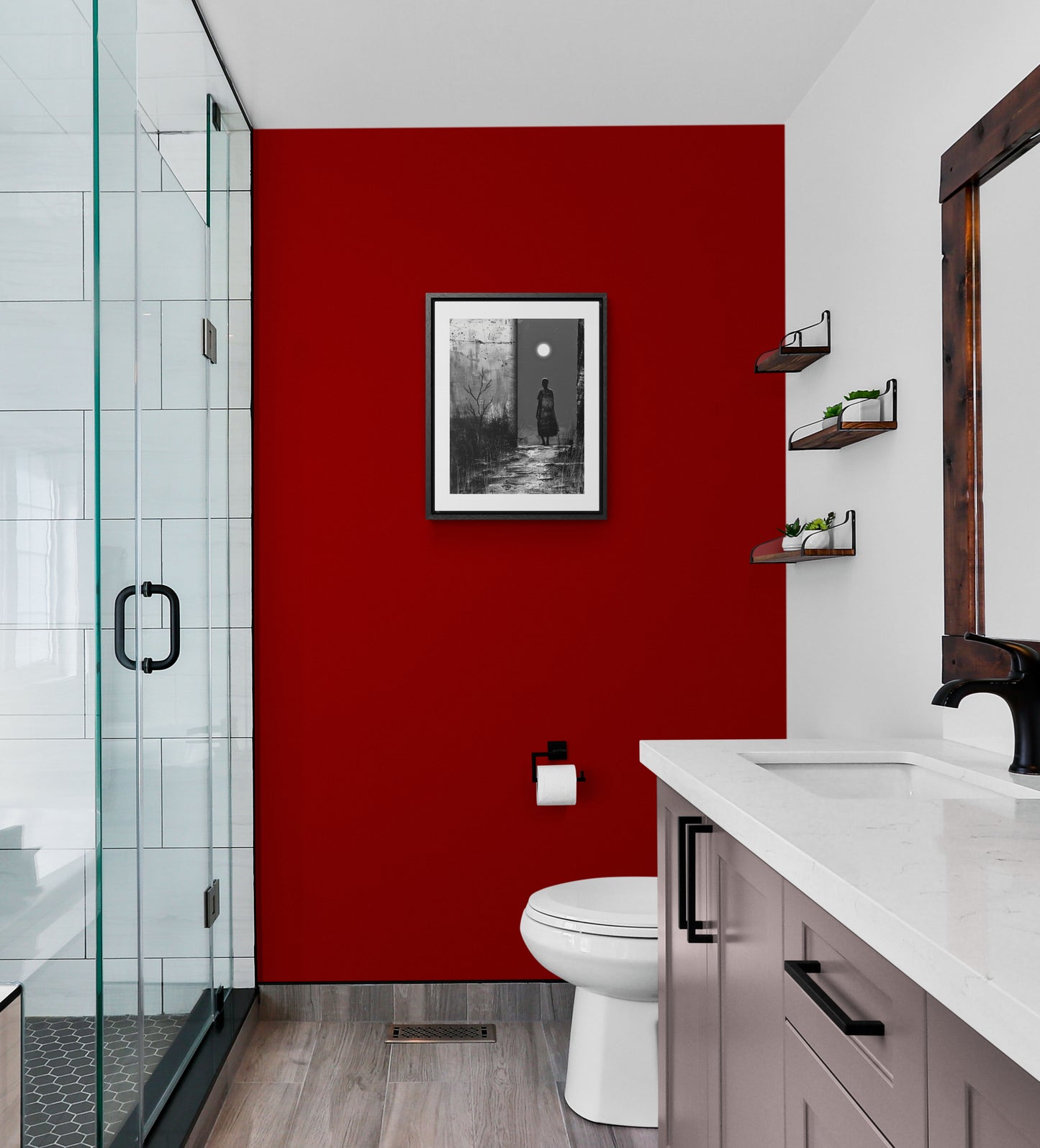 Turned the Corner - Framed Canvas b&w Wall Art