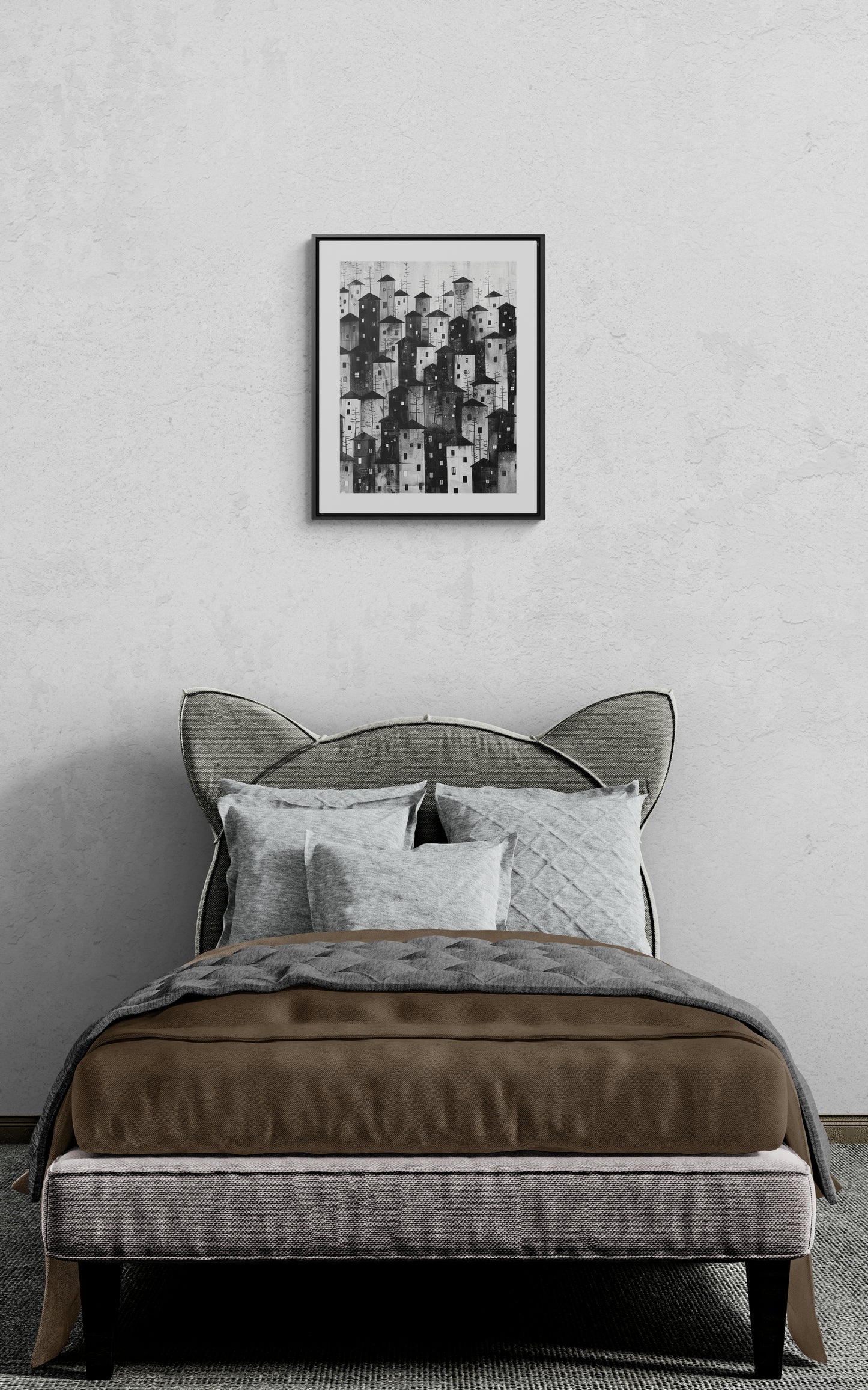 City of Inner Heights - Framed Canvas b&w Wall Art