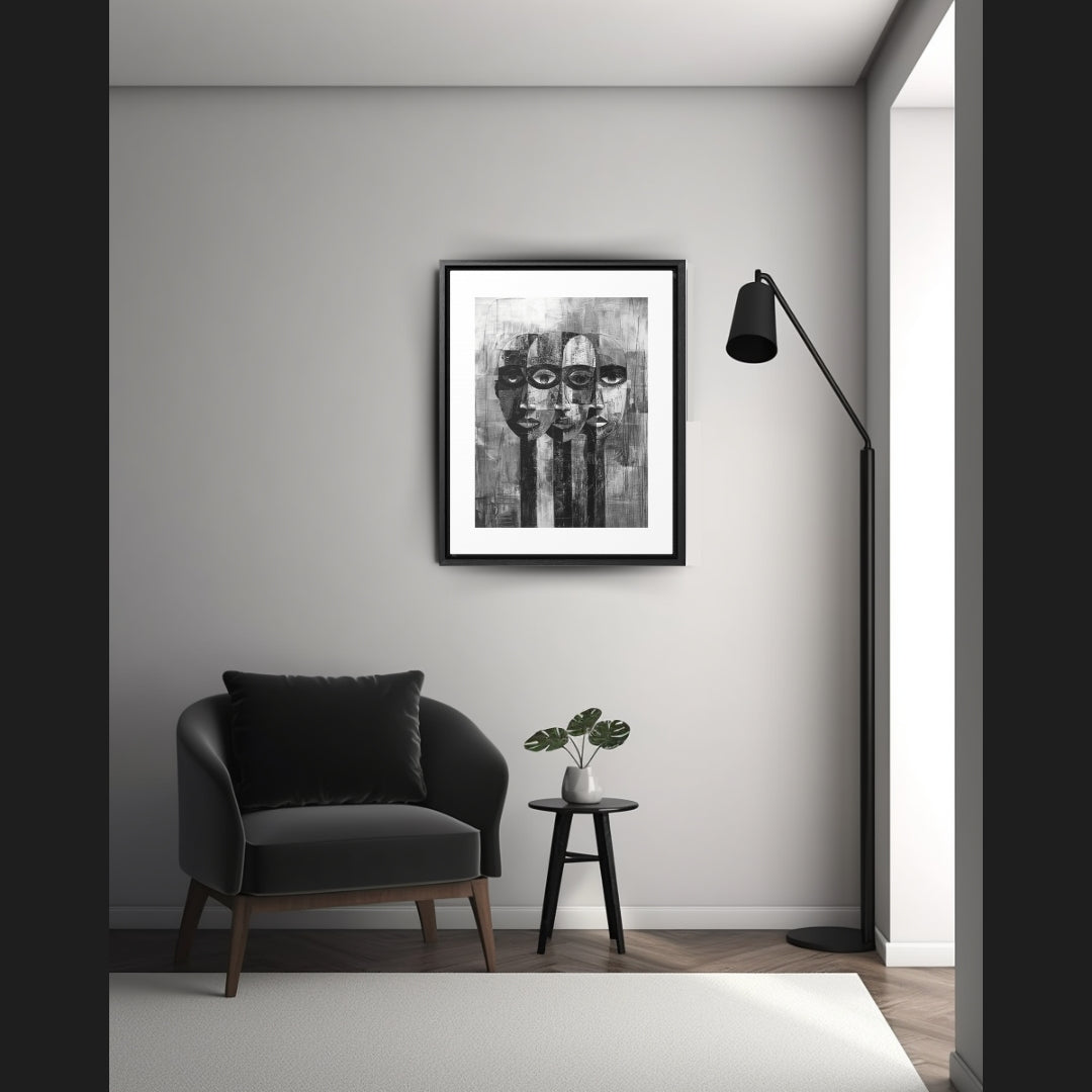 Beneath the Veil - Framed Canvas b&w Wall Art