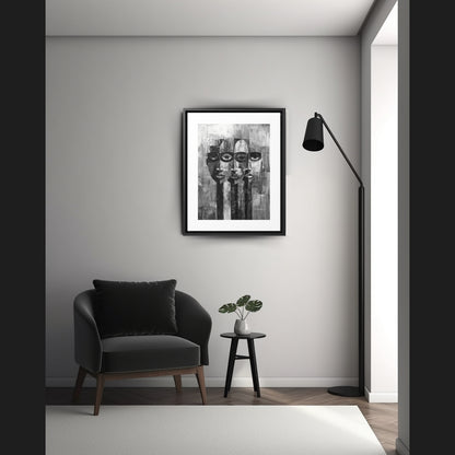 Beneath the Veil - Framed Canvas b&w Wall Art