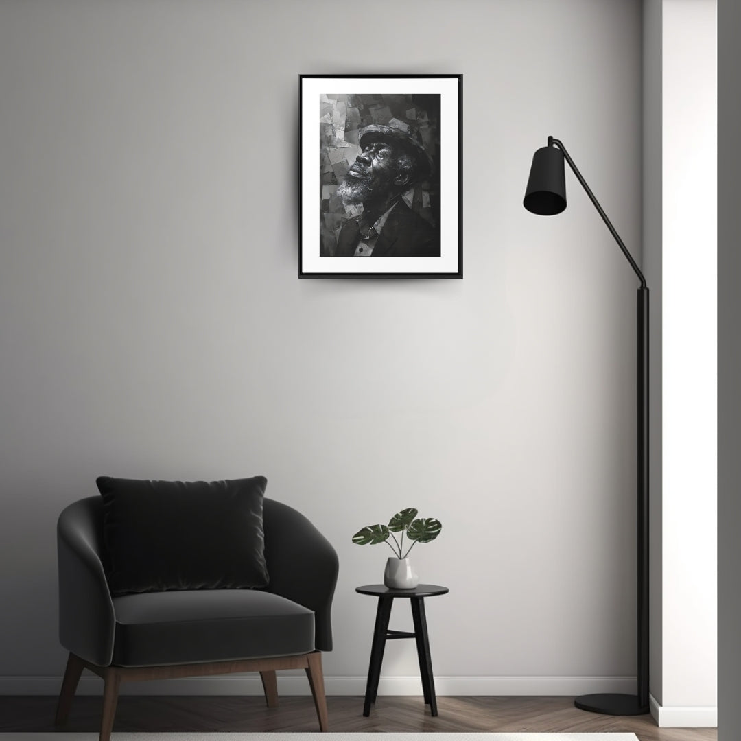 Gratitude's Whisper ተመስገን አምላኬ - Framed Canvas b&w Wall Art
